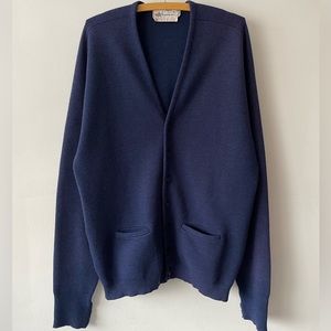 Vintage 70s Navy Cardigan Knit Button Up